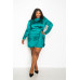 Satin Mock Neck Rouched Mini Dress