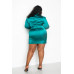Satin Mock Neck Rouched Mini Dress