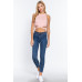 Sleeveless Crew Neck Waist Tie Crop Sweater Top