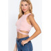 Sleeveless Crew Neck Waist Tie Crop Sweater Top
