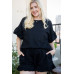 Round Neck Ruffle Sleeve Side Slit French Terry Top