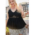 Lace Trim Detail Two Shoulder Back Cross Top