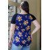 Plus Floral Print & Ribbed Black Colorblock Top