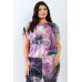 Plus Purple & Black Tie-dye Ruched Shoulder Detail Top & Pants Set