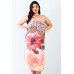 Plus Peach Flower Print Sleeveless Midi Dress