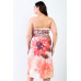 Plus Peach Flower Print Sleeveless Midi Dress