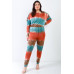 Plus Tie-dye Lace Up Shoulder Details Back Wrap Cut-out Jumpsuit