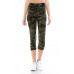 Yoga Style Banded Lined Tie Dye Printed Knit Capri Legging With High Waist.