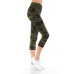 Yoga Style Banded Lined Tie Dye Printed Knit Capri Legging With High Waist.