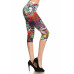 Multi-color Ornate Print Cropped Length Fitted Leggings With High Elastic Waist.