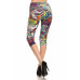 Multi-color Ornate Print Cropped Length Fitted Leggings With High Elastic Waist.