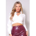 Long Sleeve Crossed Front Back Tie Button Down Cropped Shirt