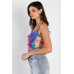 Multi Color Neon Tie-dye Lurex Cowl Neck Sleeveless Crop Top