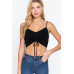 Front Ruched Detail Sweater Knit Crop Cami Top