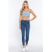 Front Ruched Detail Sweater Knit Crop Cami Top