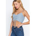 Front Ruched Detail Sweater Knit Crop Cami Top