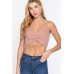 Front Ruched Detail Sweater Knit Crop Cami Top