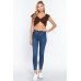Short Sleeve V-neck Front Knot Detail Sweater Knit Crop Top