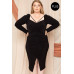 Deep Round Neck Shirring Detailed Back Plus Size Dress