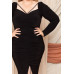 Deep Round Neck Shirring Detailed Back Plus Size Dress