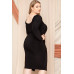 Deep Round Neck Shirring Detailed Back Plus Size Dress