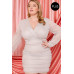 Glitter Mesh Shirring Side Plus Mini Dress