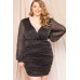 Glitter Mesh Shirring Side Plus Mini Dress
