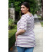 Plus Stripe Bell Short Sleeve Top