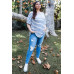 Plus Stripe Bell Short Sleeve Top