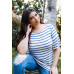 Plus Stripe Bell Short Sleeve Top