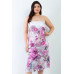 Plus Pink Flower Print Sleeveless Midi Dress