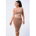 Luxe Gingham Rib Knit Top And Skirt Sets
