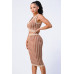 Luxe Gingham Rib Knit Top And Skirt Sets