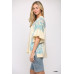 Texture Knit And Print Mixed Hi Low Hem Top