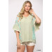 Texture Knit And Print Mixed Hi Low Hem Top