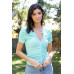 Mesh Ruched Cut-out Detail Short Sleeve Top