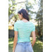 Mesh Ruched Cut-out Detail Short Sleeve Top