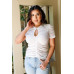 Mesh Ruched Cut-out Detail Short Sleeve Top