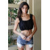 Embroidered Ruffle Trim Strap Sleeveless Crop Top