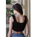 Embroidered Ruffle Trim Strap Sleeveless Crop Top