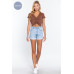 Ruched Lettuce Edge Seamless Rib Top