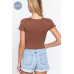 Ruched Lettuce Edge Seamless Rib Top
