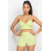 Terry Towel Bralette Top & Mini Shorts Set