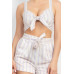 Tie-front Striped Crop Top & Belted Shorts Set