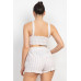 Tie-front Striped Crop Top & Belted Shorts Set