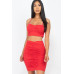 Ruched Crop Top And Skirt Sets