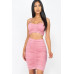 Ruched Crop Top And Skirt Sets