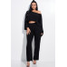 Solid French Terry Long Slouchy Long Sleeve Top And Pants With Pockets Two Piece Set