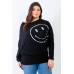 Plus Smile Front Print Flannel Dolman Sleeve Top