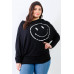 Plus Smile Front Print Flannel Dolman Sleeve Top
